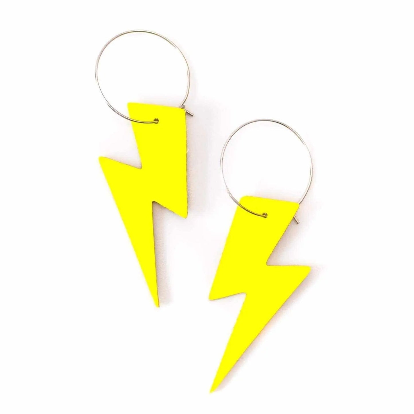 Yellow neon cork lightning bolt earrings