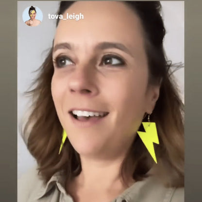 Yellow neon cork lightning bolt earrings