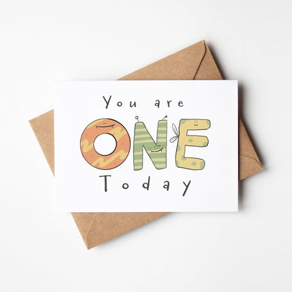 You Are One Today – 1st Birthday Monster Card