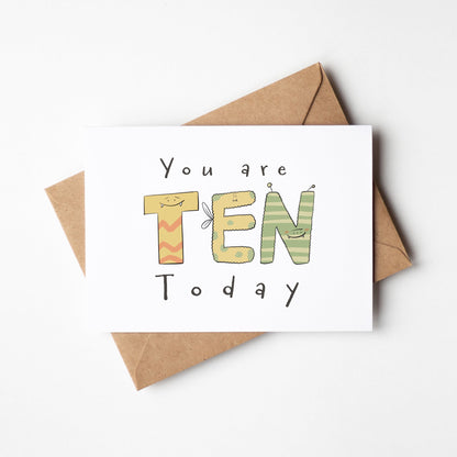 You Are 10 Today – Cute Monster Milestone Birthday Card