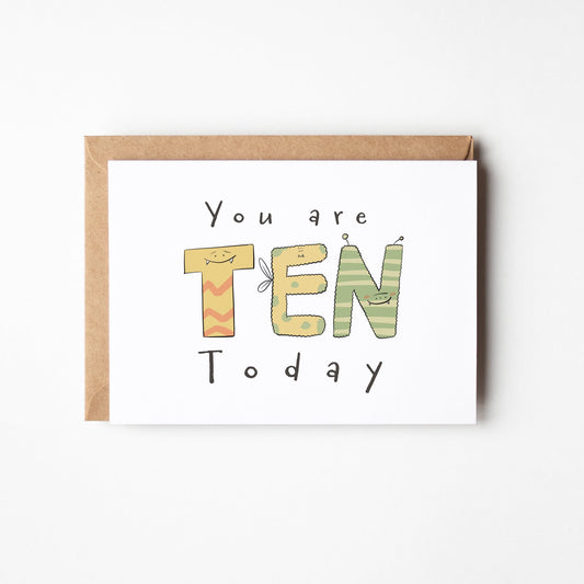 You Are 10 Today – Cute Monster Milestone Birthday Card