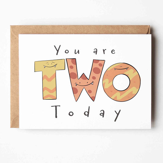 You Are 2 Today – Cute Monster Milestone Birthday Card