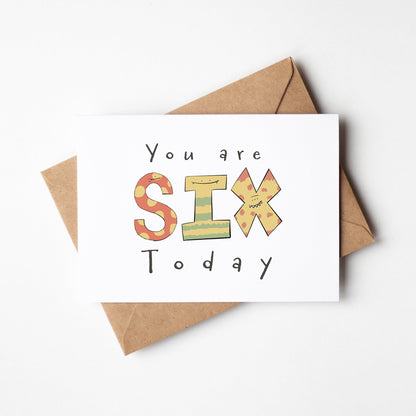 You Are 6 Today – Colourful Monster Birthday Card