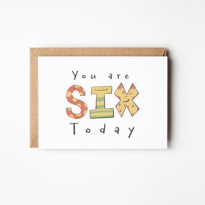 You Are 6 Today – Colourful Monster Birthday Card