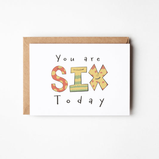You Are 6 Today – Colourful Monster Birthday Card