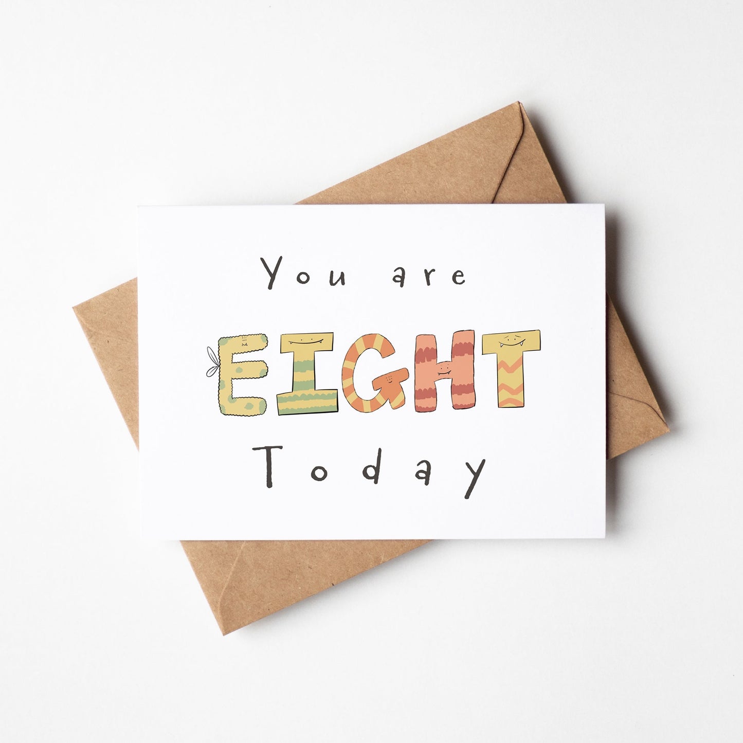 You Are 8 Today – Monster-Themed Milestone Birthday Card