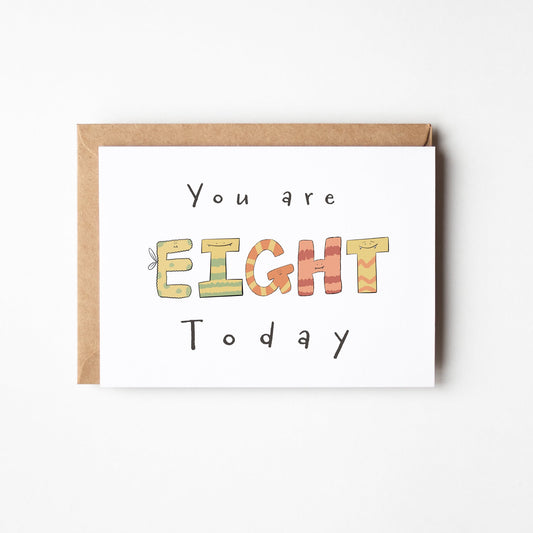 You Are 8 Today – Monster-Themed Milestone Birthday Card