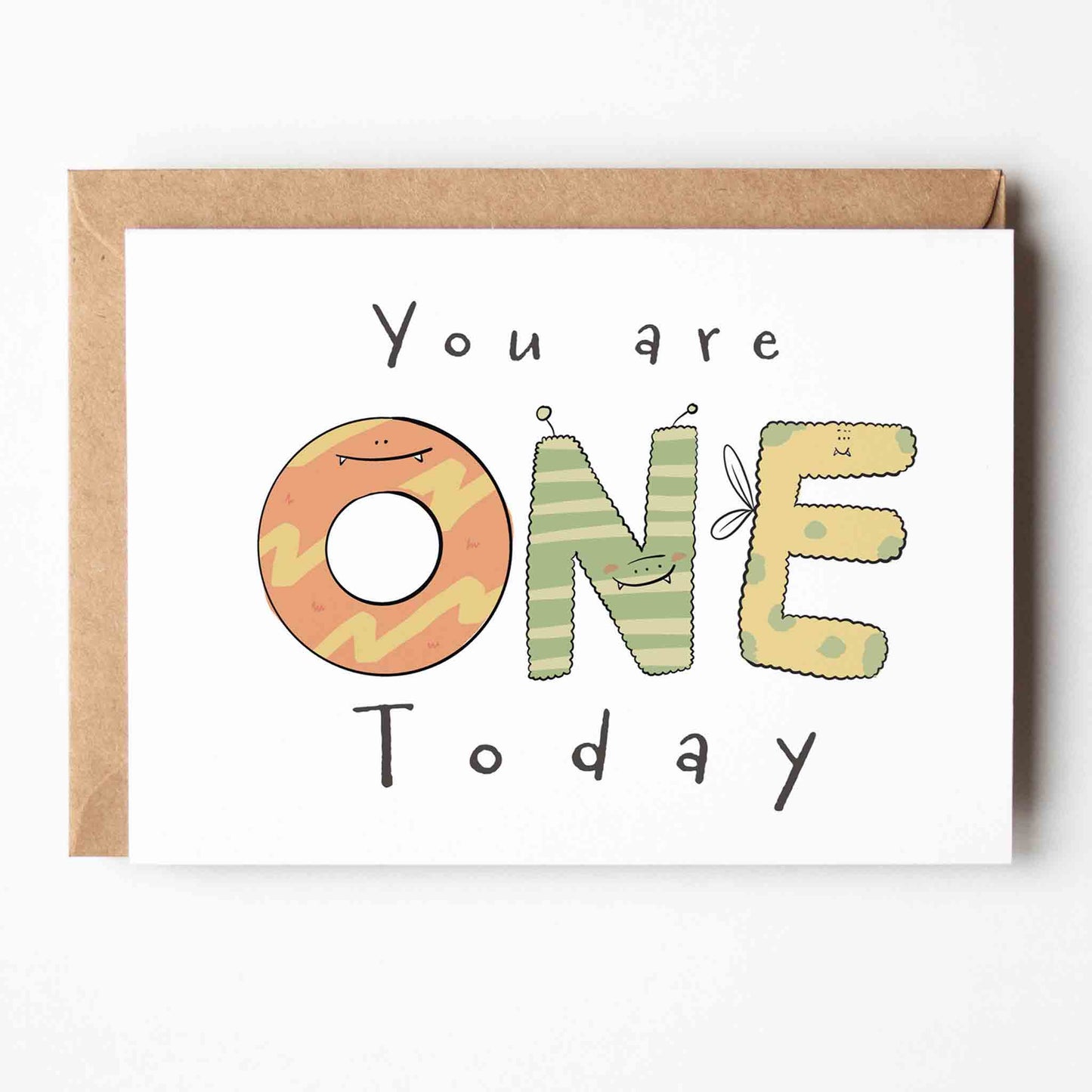 You Are One Today – 1st Birthday Monster Card