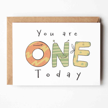 You Are One Today – 1st Birthday Monster Card