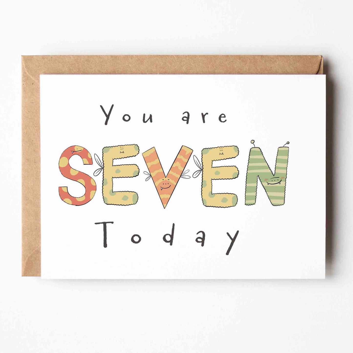 You're 7 Today - Monster Birthday Card