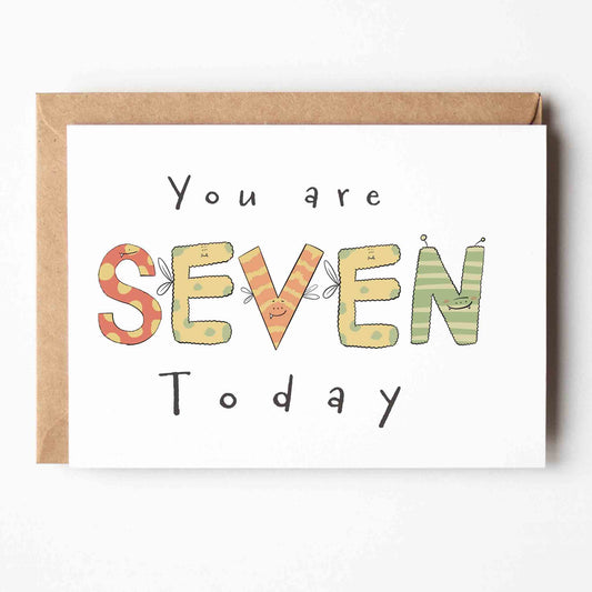 You're 7 Today - Monster Birthday Card
