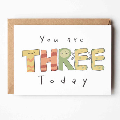 You Are 3 Today – Cute Monster Milestone Birthday Card