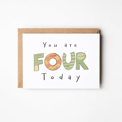 You're 4 Today - Monster Birthday Card