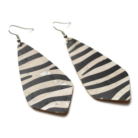 Zebra cork diamond earrings