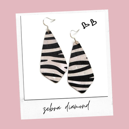 Zebra cork diamond earrings