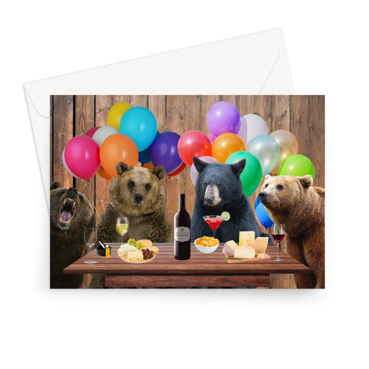 Bears' Cheese and Wine Party Card