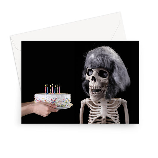 Birthday Card: Skeleton with cake