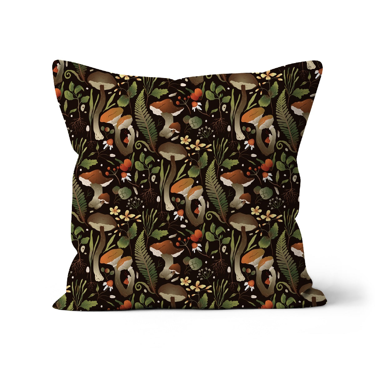 Mushroom, Flowers and Leaves Cushion