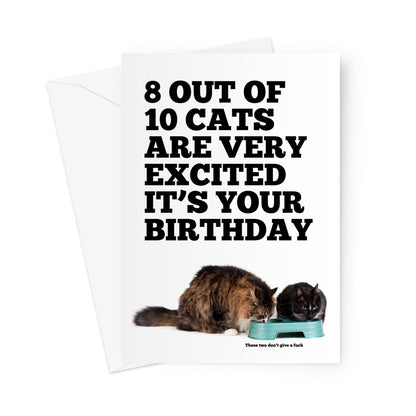 Birthday Card: 8 out of 10 cats are very excited it's your birthday