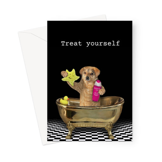 Mother's Day Card: Dog in bath